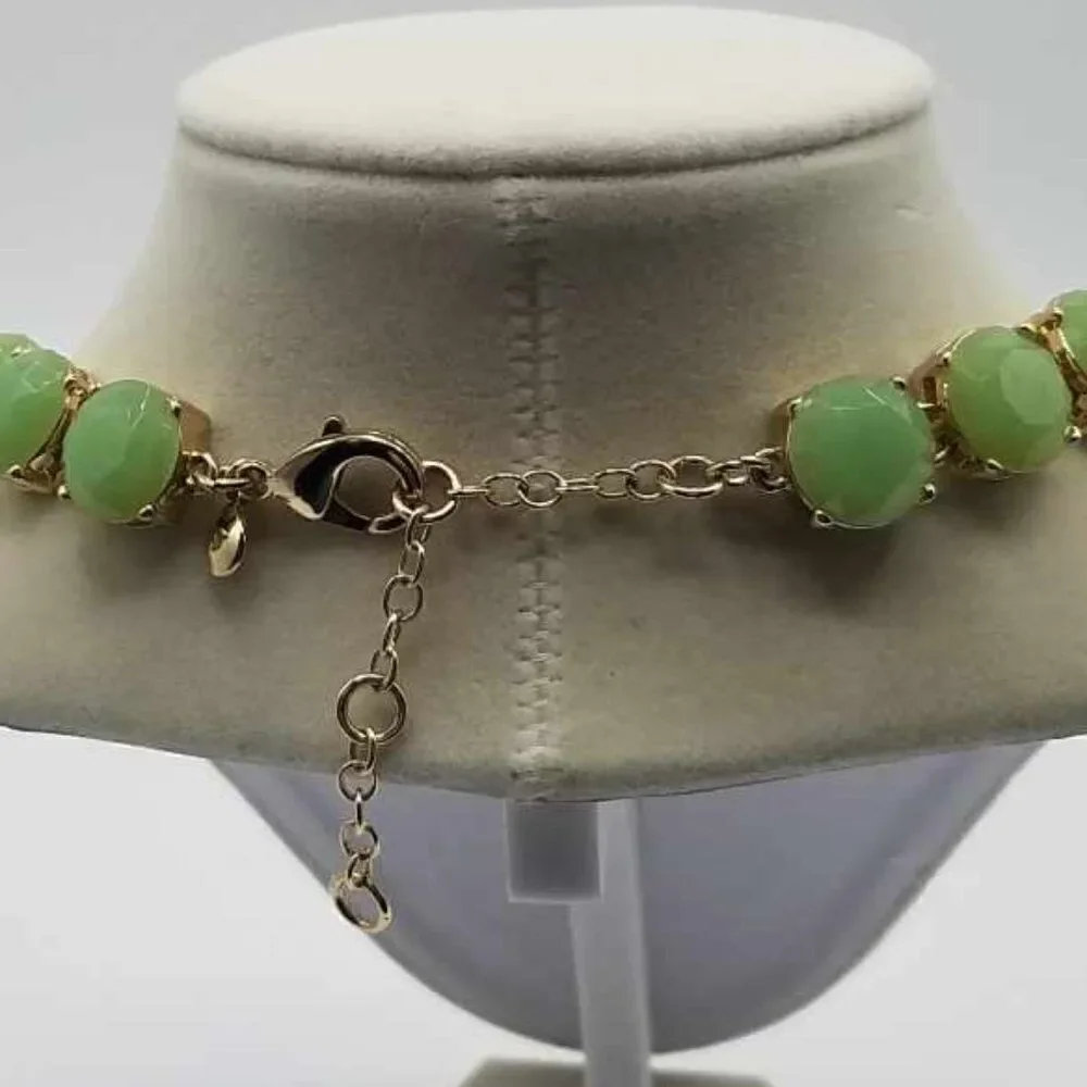 NWOT Jade Looking Faceted Crystal Beads Necklace